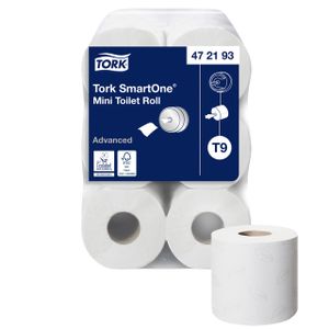 Toiletpapier Tork SmartOneÃƒâ€šÃ‚Â® Mini T9 advanced 2-laags 620 vel wit 472193