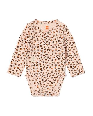 HEMA Newborn meegroei overslagromper rib dieren zalmroze (zalmroze)