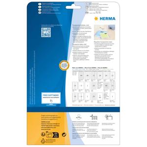 Herma 4685 Folie-etiketten 70 x 37 mm Polyester folie Transparant 600 stuk(s) Permanent hechtend Laser (kleur), Laser (zwart/wit), Kopiëren (kleur), Kopiëren