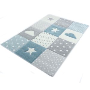 Kindervloerkleed Sterren en Wolken Blauw-160 x 230 cm