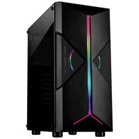 Inter-Tech IT-3306 Cavy Midi - RGB Midi-tower Gaming-behuizing Zwart Zijvenster, Stoffilter, Geïntegreerde verlichting