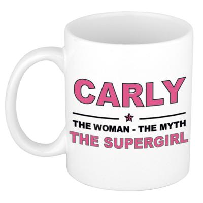 Carly cadeau mok - Woman Myth Supergirl - naam koffiemok - 300 ml - collega - moederdag