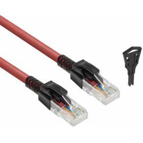 ACT Rode 1 meter U/UTP CAT6A LSZH vergrendelbare patchkabel snagless met RJ45 connectoren