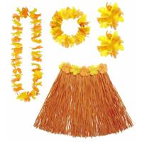 Widmann Hawaii verkleedset - voor dames - oranje - carnaval/themafeest
