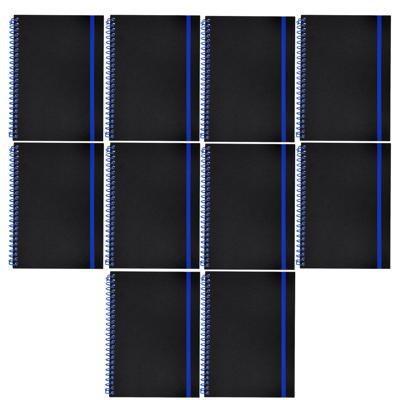 Notitieboekje Bilbo - 10x - A5 formaat - zwart / blauw - 14 x 21 cm ? flexibele kaft ? lijntjes schr