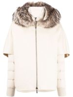 Moorer layered shearling-collar puffer jacket - Tons neutres