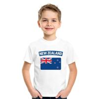 Supporters kleding - t-shirt van vlag Nieuw Zeeland - wit - voor kinderen - korte mouwen - sport