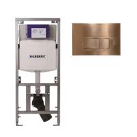 Geberit Inbouwreservoir - UP320 - QeramiQ metal bedieningsplaat - dualflush - rechthoekige knoppen - metaal koper SW706197 0701131