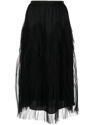 JNBY jupe mi-longue en tulle à taille haute - Noir