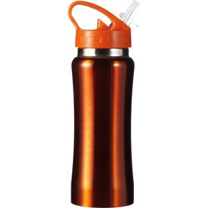 Drinkfles/waterfles Sportbidon - metallic oranje - RVS - Waterflessen - Hoge kwaliteit