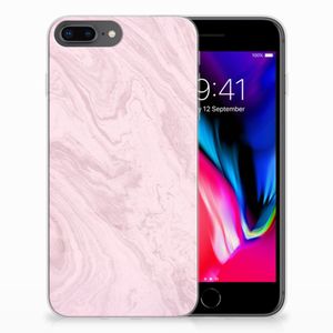 Apple iPhone 7 Plus | 8 Plus TPU Siliconen Hoesje Marble Pink - Origineel Cadeau Vriendin