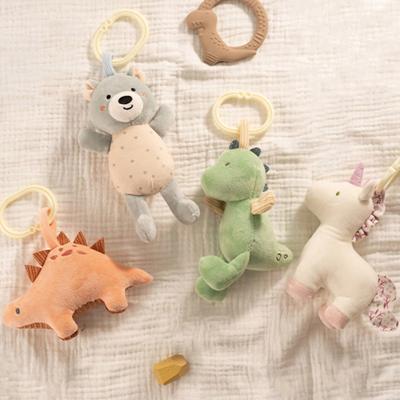 1pc Baby Plush Animal Rattle Pendant, Suitable For Car Seat, Crib And Stroller, Newborn Gift, Wind Chime, Nursery Decor, Infant Sensory Soft Toy - Bear, Unicorn, Dinosaur Multicolor / one-size / Grey