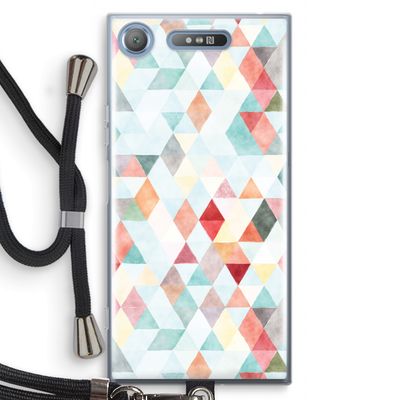 Gekleurde driehoekjes pastel: Sony Xperia XZ1 Transparant Hoesje met koord