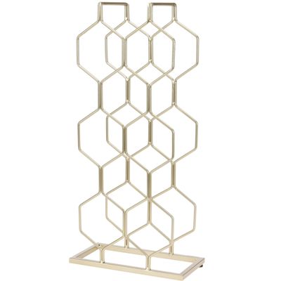 Wijnrek - 8 flessen - goud - metaal - 23 x 11 x 48 cm - flessenrek