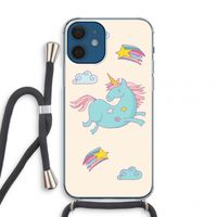 Vliegende eenhoorn: iPhone 12 mini Transparant Hoesje met koord