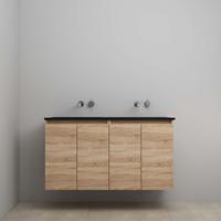 On-Line Onderkast - 120 cm - Voorgemonteerd - Greeploze Ladestructuur - Acryl Wastafel - zonder Kraangat - Eiken