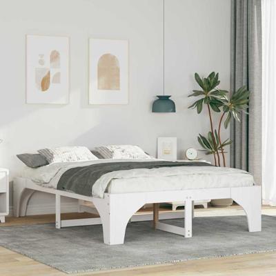 Bedframe met opslag Wit 160 x 200 cm Massief grenenhout