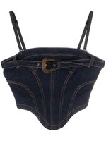 Versace Jeans Couture haut crop en jean à boucle baroque - Bleu