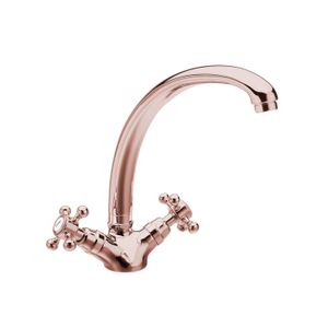 Wastafelmengkraan Sapho Antea 2-knop Gebogen Uitloop 26.5 cm Rose Goud