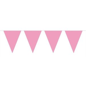 1x Mini vlaggenlijn slingers baby roze 350 cm