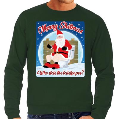 Foute Kersttrui sweater - Merry Shitmas - Who stole the toiletpaper - groen - heren - kerstkleding Foute Kersttrui sweater - Merry Shitmas - Who stole the toiletpaper - groen - heren - kerstkleding