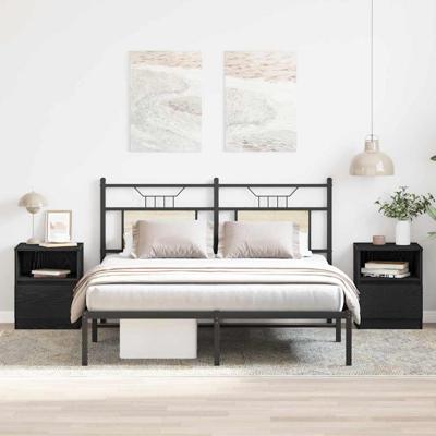 Nachtkastje 2 pcs Zwart eiken 40 x 40 x 50 cm Bewerkt hout