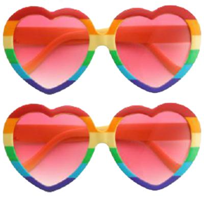 Hippie Flower Power Sixties hartjes glazen zonnebril regenboog kleuren