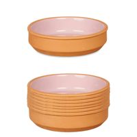 Set 8x tapas/creme brulee serveer schaaltjes terracotta/roze 16x4 cm - Snack en tapasschalen - thumbnail