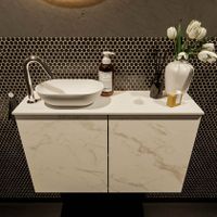 Mondiaz Fowy toiletmeubel 80cm Carrara met blad en waskom talc links 1 kraangat
