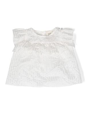 Douuod Kids blouse rayée à manches courtes - Blanc