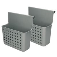 2x stuks badkamer/keuken hang opbergmandjes/organizers zilver 26 x 24 cm