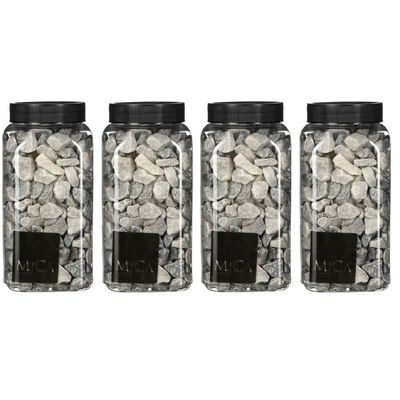 4x Decoratie/hobby steentjes licht grijs 650 ml