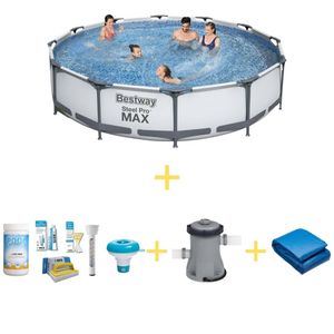 Bestway Zwembad - Steel Pro MAX - 366 x 76 cm - Inclusief WAYS Onderhoudspakket, Filterpomp & Grondzeil