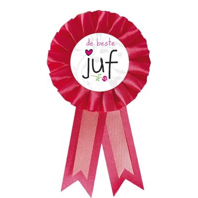 Roze rozet de beste juf - juffendag - einde schooljaar