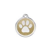 Paw Print Gold glitter hondenpenning small/klein dia. 2 cm - Reddingo