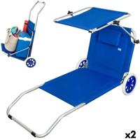 Opvouwbare Campingligstoel Aktive Blauw 62 x 62 x 117 cm Vouwbare wagen Zonnetent (2 Stuks)