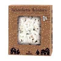 Bellatio Decorations Kerstverlichting - sterren - hout - 120 cm - batterij