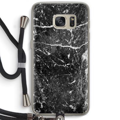 Zwart marmer: Samsung Galaxy S7 Transparant Hoesje met koord