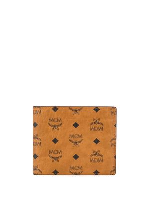 MCM petit portefeuille pliant à logo - Marron