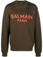 Balmain pull en maille à logo - Vert - thumbnail