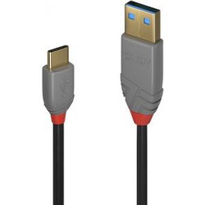 Lindy 36885 0.5m USB A USB C Mannelijk Mannelijk Zwart, Grijs USB-kabel