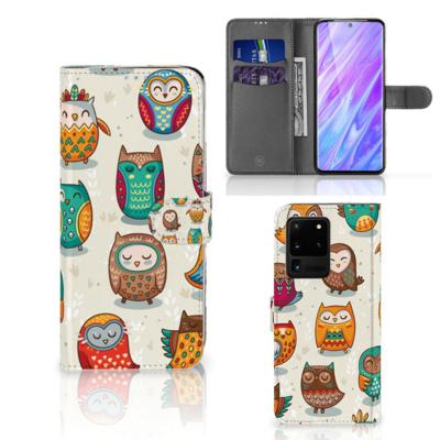 Samsung Galaxy S20 Ultra | Telefoonhoesje | Met pasjeshouder | Vrolijke Uilen