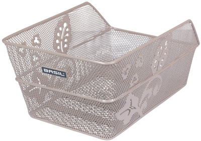 Basil Fietsmand cento flower achtermand 24 x 38,5 x 11 cm - nude metallic