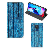 Motorola Moto G9 Play Book Wallet Case Wood Blue - thumbnail