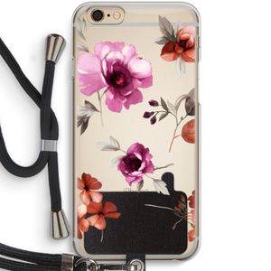 Geschilderde bloemen: iPhone 6 / 6S Transparant Hoesje met koord