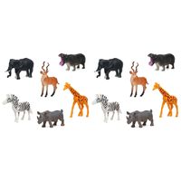 12x Plastic safari/jungle dieren speelgoed figuren 14 cm voor kinderen - thumbnail