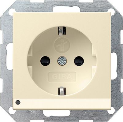 Gira stopcontact met witte LED verlichting kinderveilig creme