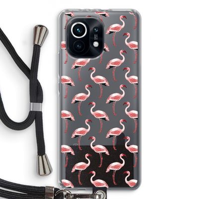 Flamingoprint groen: Xiaomi Mi 11 Transparant Hoesje met koord