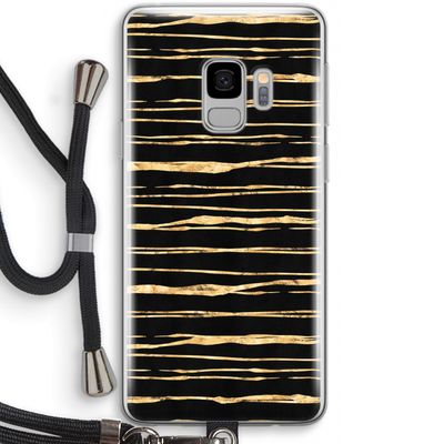 Gouden strepen: Samsung Galaxy S9 Transparant Hoesje met koord