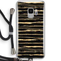 Gouden strepen: Samsung Galaxy S9 Transparant Hoesje met koord